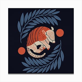 Armadillo   Navy Blue And Red Square Canvas Print
