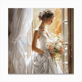 Bride By The Window 1 Canvas Print