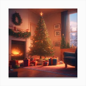 Christmas In The Living Room 50 Canvas Print