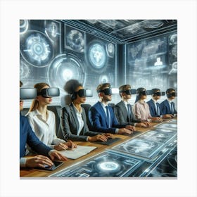 Business People Wearing Virtual Reality Glasses Canvas Print