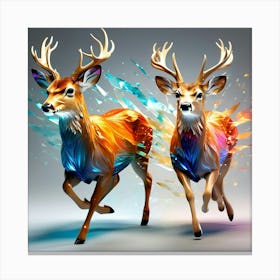 The Design Of Two Small Deer Running Fast Her Hair Fluttering Broken Glass Effect No Background 1 Canvas Print
