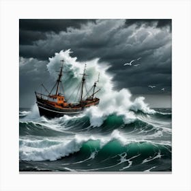 Dancing with the Waves: Gulls and Trawler Canvas Print