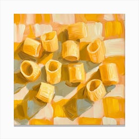 Rigatoni Pasta Yellow Checkerboard 1 Canvas Print