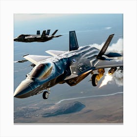 F35 Fighter Jet In A Dog Fight (1) Canvas Print