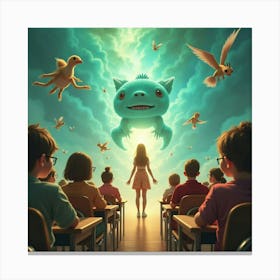 Monster In The Classroom Canvas Print