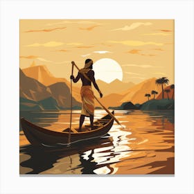 Man In A Canoe Canvas Print