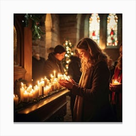 A Serene Christmas Eve Service Parishioners Immersed In Expressions Of Spiritual Surrender Engulfe (7) Canvas Print