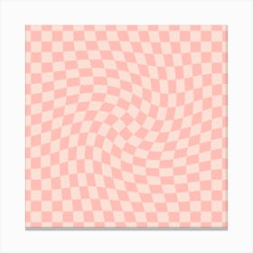 Checkerboard Pink Twist Square Canvas Print