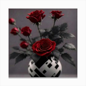 Red Roses In A Vase 1 Canvas Print