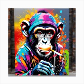 Chimpanzee Painting Canvas Print