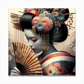 Japan Traditional Geisha Illustration By Ad 92 Canvas Print