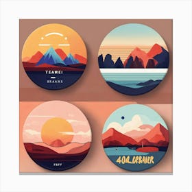 4 Badges Lo Fi Landscape With Minimalist Design (2) Canvas Print