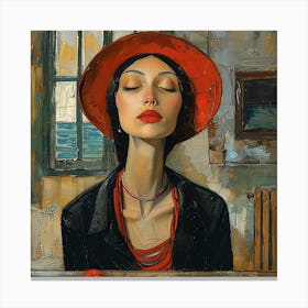 Woman In Red Hat Canvas Print