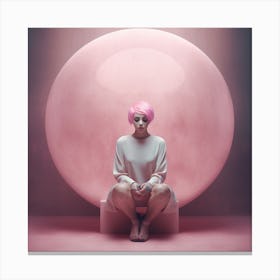 Portrait Of A Woman With Pink Hair Canvas Print