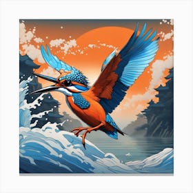 Kingfisher In The Water Canvas Print