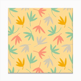 PETALS Abstract Floral Botanical in Mint Pink Yellow Gray on Cream Canvas Print
