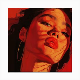 Asian Girl In Red Canvas Print