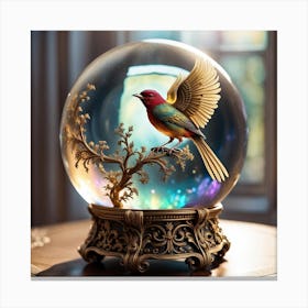 Bird In A Snow Globe Canvas Print