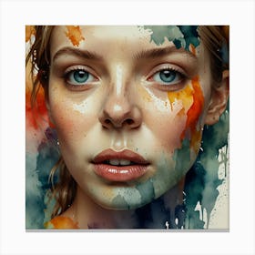 Watercolor Portrait Of A Woman 10 Canvas Print