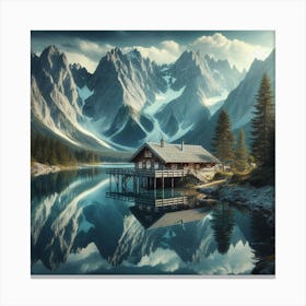 Lake House In The Mountains 1 Canvas Print