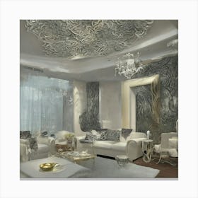 Living Room With Chandelier Canvas Print