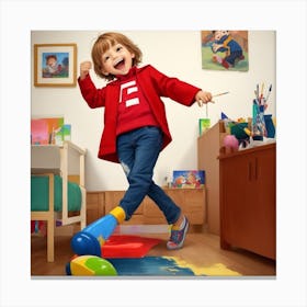 Dreamshaper V7 Of A Child Doing Something Funny This Painting 0 Canvas Print