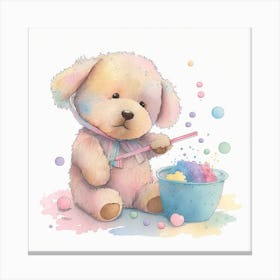 Teddy Bear With Bubbles Canvas Print