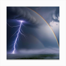 A Vibrant And Striking Image Of A Bold Lightning Bolt Illuminating A Dark Thunder Stormy Sky 3 Canvas Print