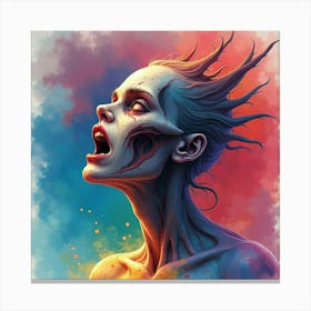 Horror Being In A Colorful Watercolor Nightmare 1 Canvas Print