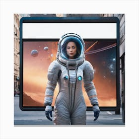 Space Woman In Space Suit Canvas Print