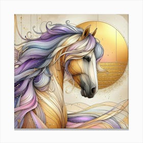 Horse With Rainbow Mane 1 Canvas Print