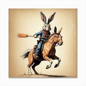 Rabbit On Horseback 2 Canvas Print