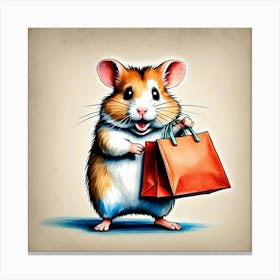 Hamster With Shopping Bag 1 Canvas Print