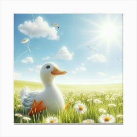 Duck In A Field Canvas Print