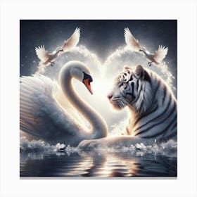 Swan And Tiger 2 Canvas Print