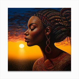 Sunset African Woman Canvas Print