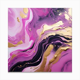 Purple And Gold Abstract Painting Paint Pour 3 Canvas Print