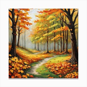 Forest In Autumn In Minimalist Style Square Composition 290 Canvas Print