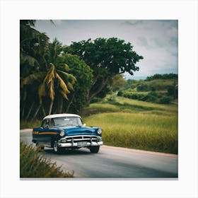 Classic Car On The Road Canvas Print