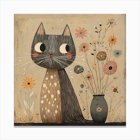 Cat With Flowers 18 Canvas Print