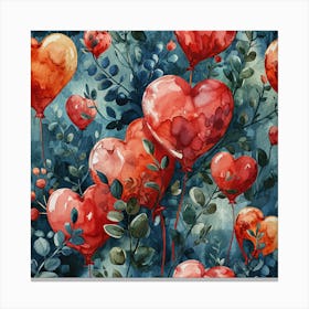 Watercolor Hearts Seamless Pattern Canvas Print