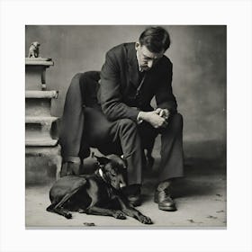 A human with dog. Canvas Print