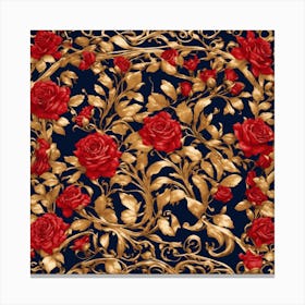 Gold And Red Roses Canvas Print