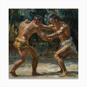 A Greco Roman Wrestling Oil Painting Canvas Print