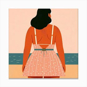 Woman on The Beach from Behind Canvas Print