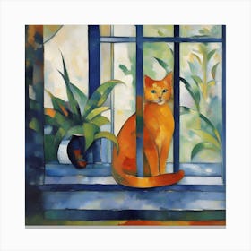 Orange Cat In The Window Canvas Print