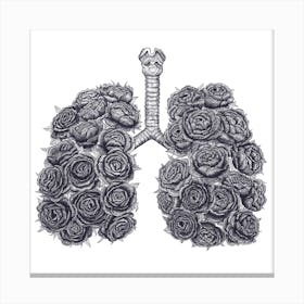 Lungs With Peonies Canvas Print