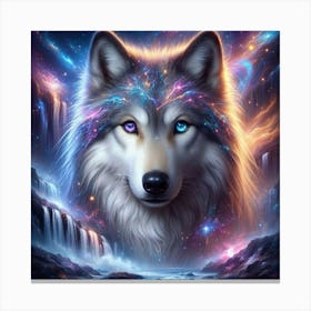 Electric Fantasy Wild Wolf Face Canvas Print