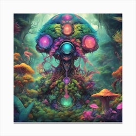 Imagination, Trippy, Synesthesia, Ultraneonenergypunk, Unique Alien Creatures With Faces That Looks (18) Canvas Print