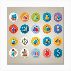 Flat Science Icons Canvas Print